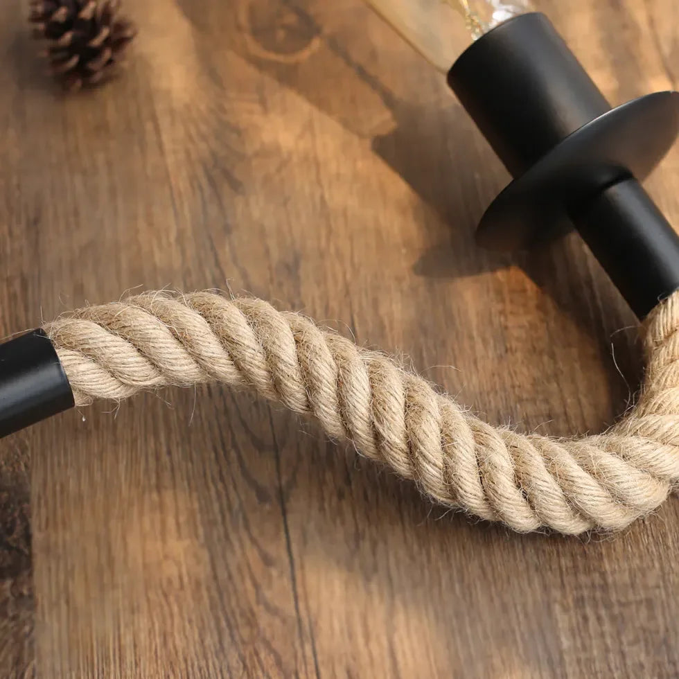 Lampada Applique Industriale Design Retro Corda Nera