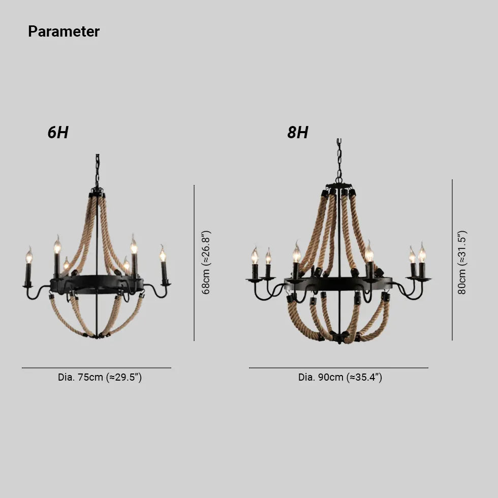 Rope Structure Vintage Candle Holder Chandelier