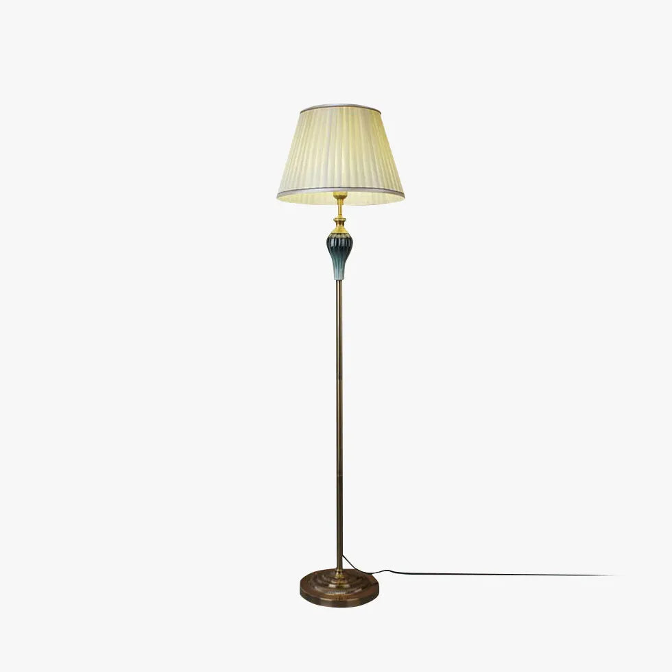 Lampada da pavimento retrò trapezoidale beige leggera