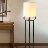 White Cylindrical Lampshade Triangular Floor Lamp