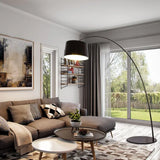 Large Cylindrical Modern Arched Floor Lamp