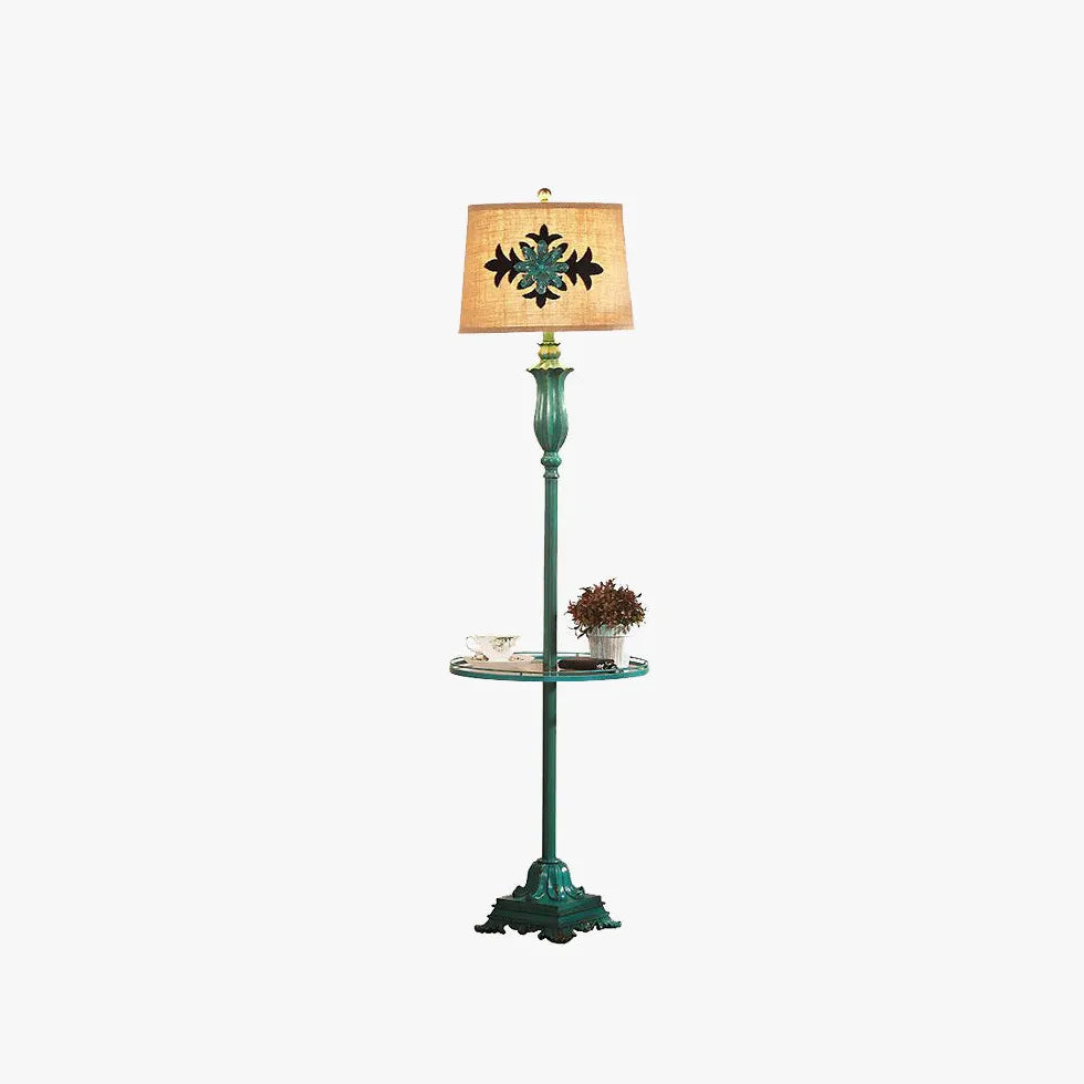 Lampada da pavimento in stile country vintage verde