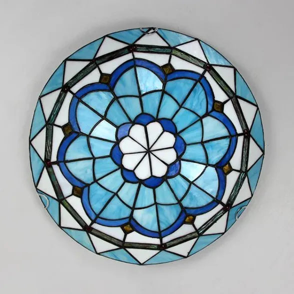 Blue Circular Glass Elegant Ceiling Lamp