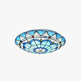 Blue Circular Glass Elegant Ceiling Lamp