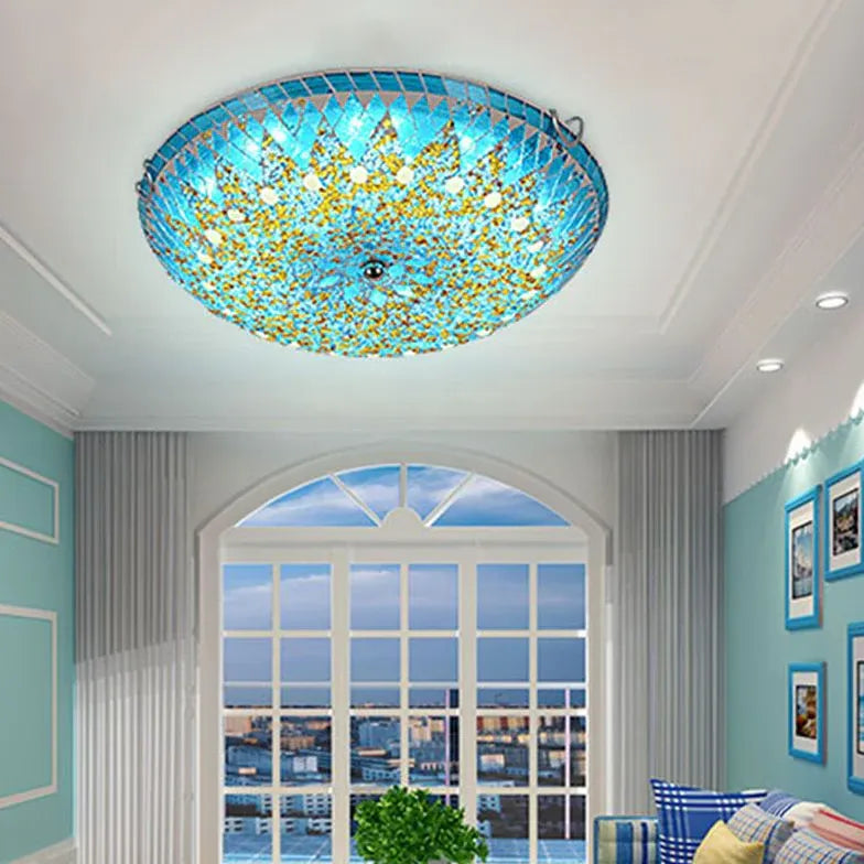 Circular Stitching Glass Modern Flush Ceiling Lights