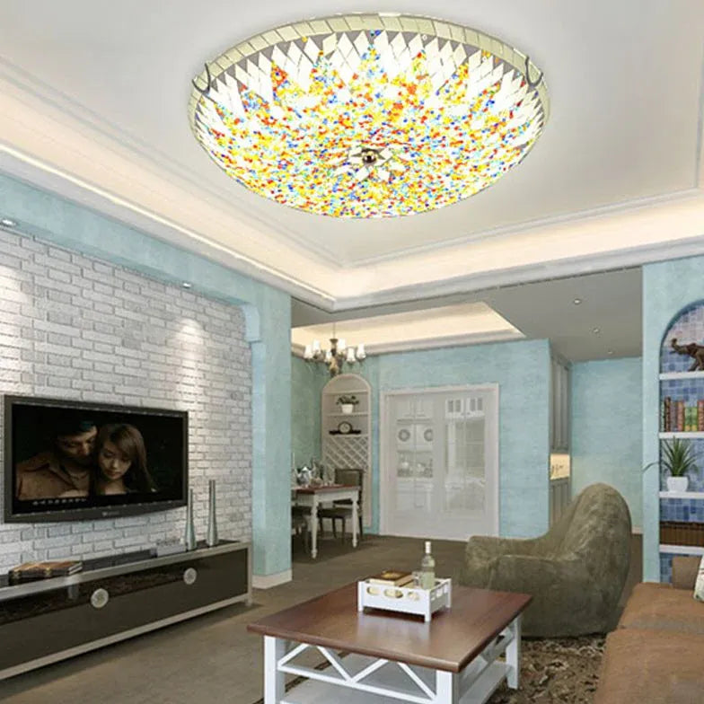 Circular Stitching Glass Modern Flush Ceiling Lights