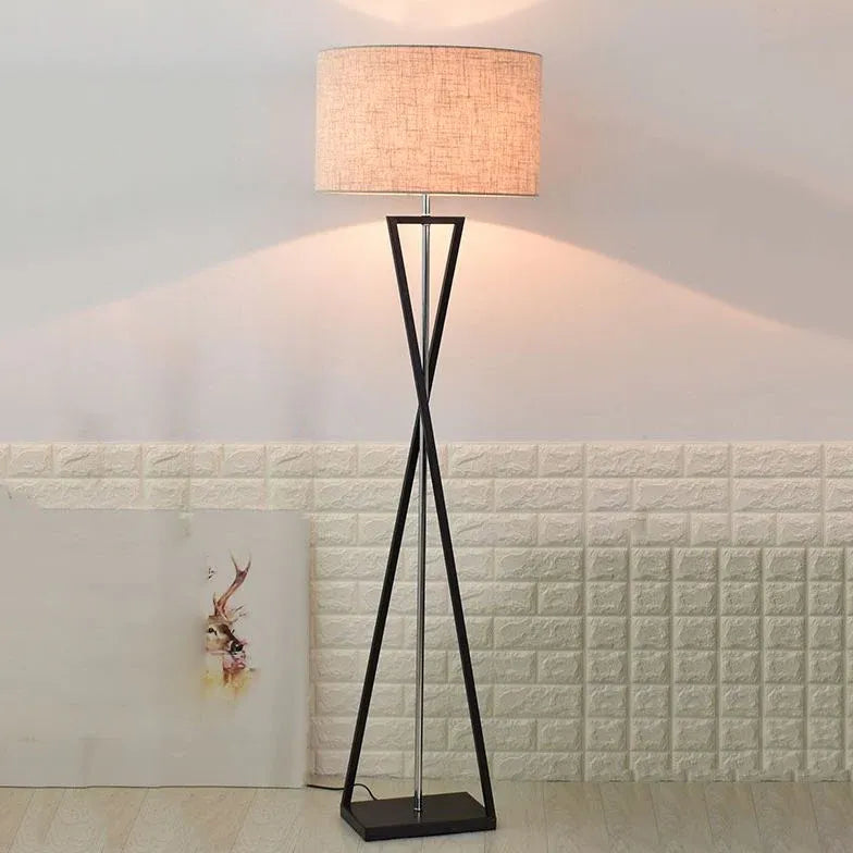 Dark Fabric Modern Tripod Floor Lamp