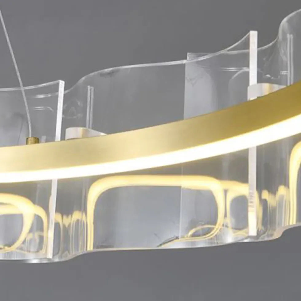 Wavy Ring Gold LED Pendant Light