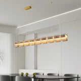 Gold Glass Linear Dining Room Pendant Light