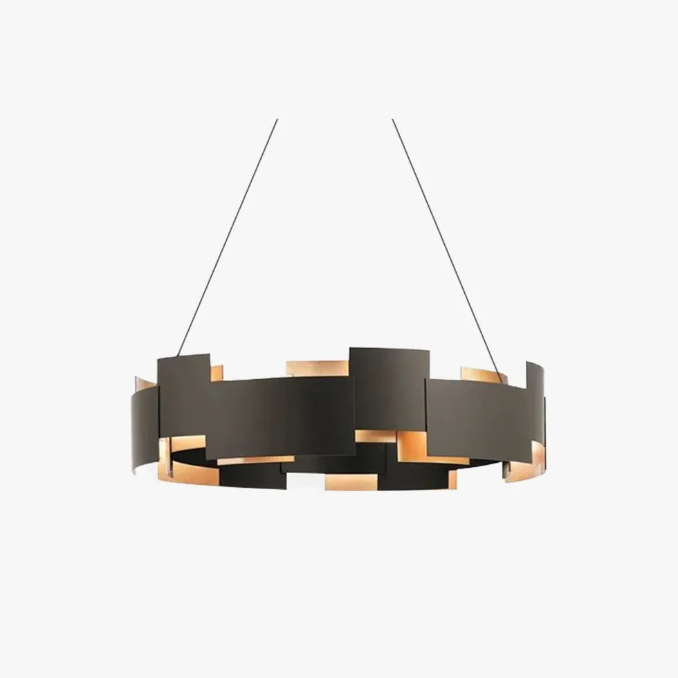 Black and Gold Geometric Ring Pendant Lamp