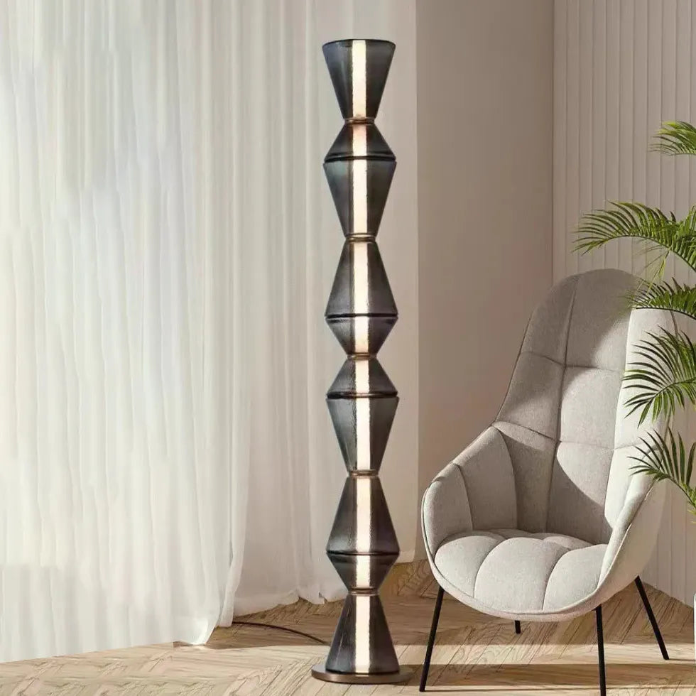 Black Geometric Stacked Floor Lamp