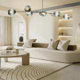 Lampadario Vetro Design Mid Century Regolabile da Soggiorno