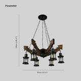 Lampadario a Sospensione in Legno Multi Lanterne