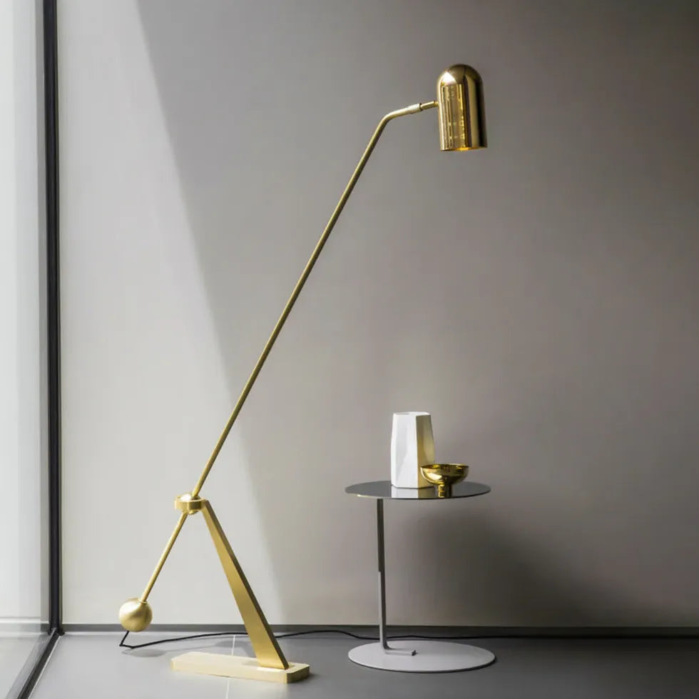 Gold Cylindrical Modern Floor Lamp