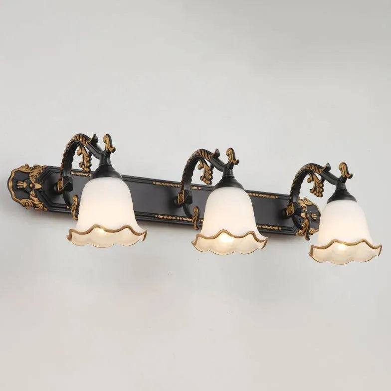 French Carving Glass Bathroom Wall Lights