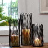 Tall Slender Striped Candle Holder Art Decoration