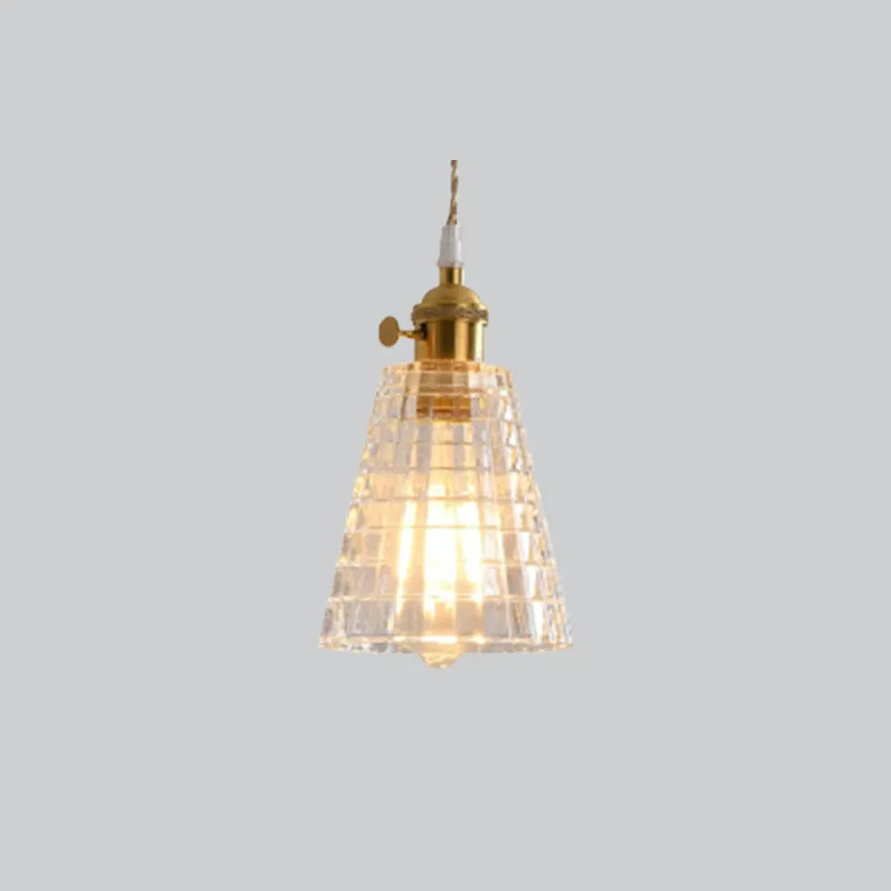 Clear Disc Glass Gold Vintage Pendant Light