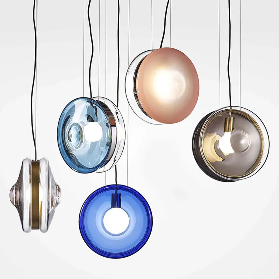 Round Colorful Glass Modern Pendant Light