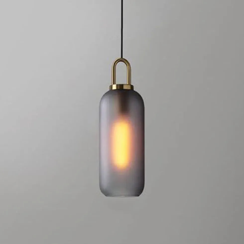 Smoke Grey Frosted Glass Industrial Pendant Light