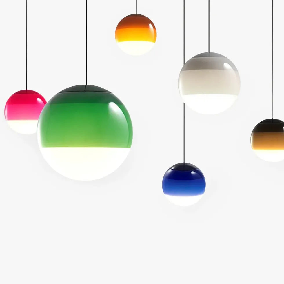 Colorful Spherical Glass Shade Modern Pendant Light