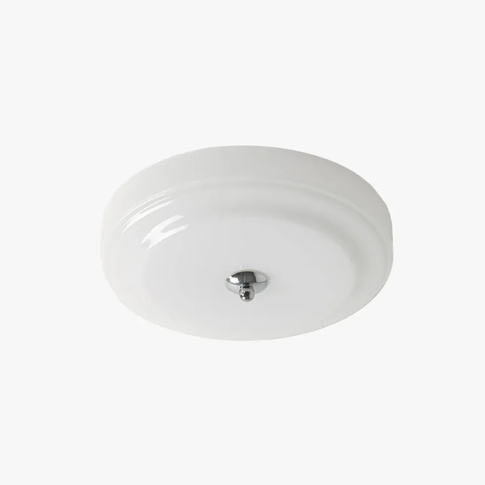 Round Glass for Bedroom White Ceiling Light