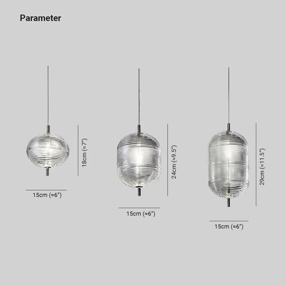 Clear Ribbed Glass Industrial Pendant Light