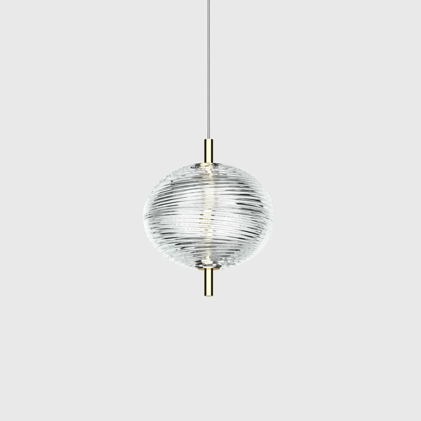 Clear Ribbed Glass Industrial Pendant Light