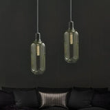 Smoke Grey Transparent Glass Cylindrical Pendant Light