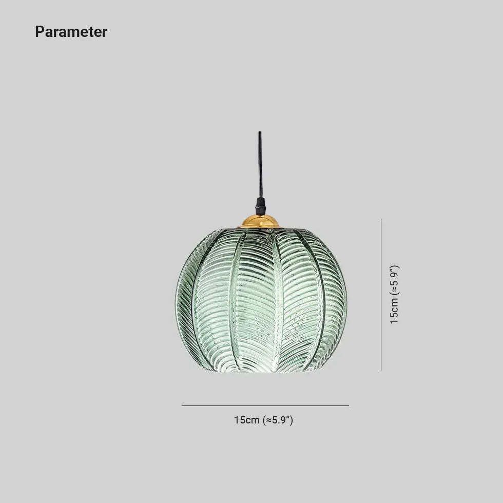 Engraved Pattern Green Glass Vintage Pendant Light