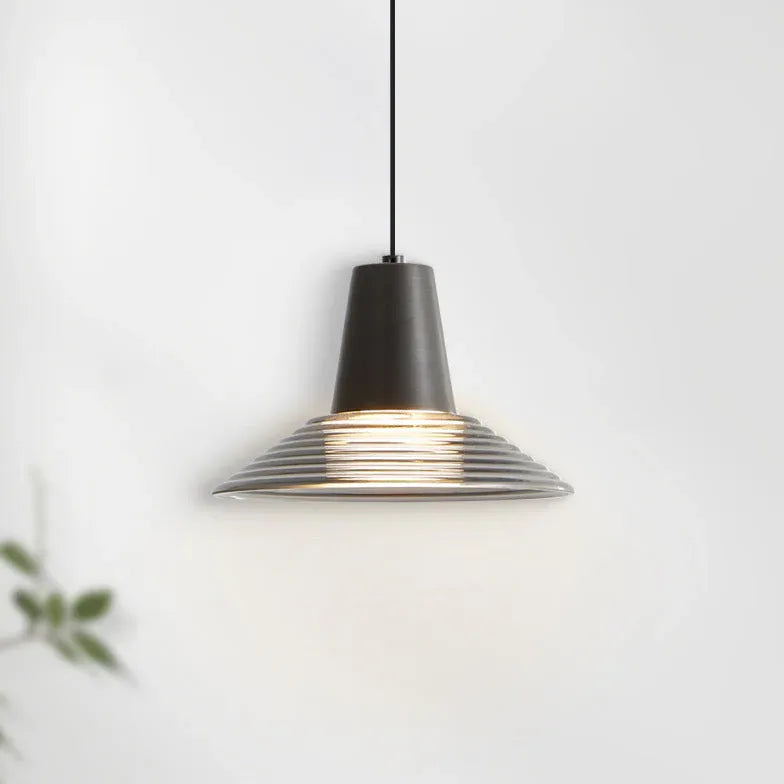 Striped Speaker Glass Industrial Pendant Light