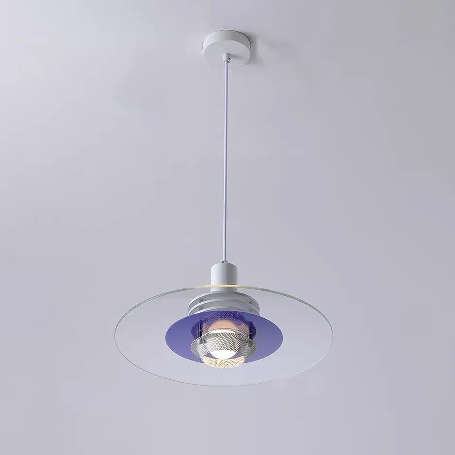 Round Transparent Glass Panel Modern Pendant Light