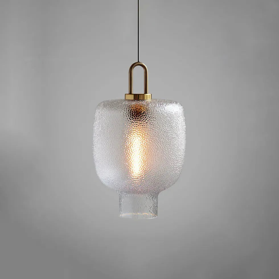 Irregular Shaped Clear Glass Vintage Pendant Light