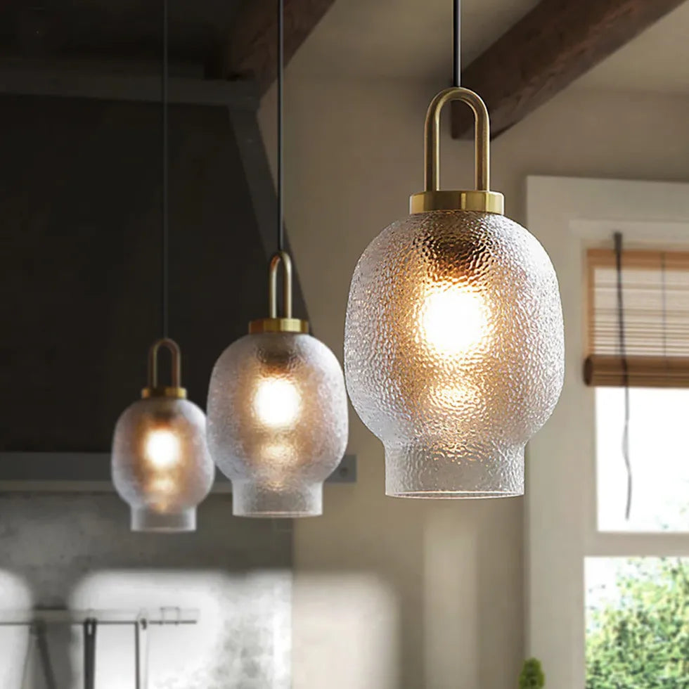 Irregular Shaped Clear Glass Vintage Pendant Light