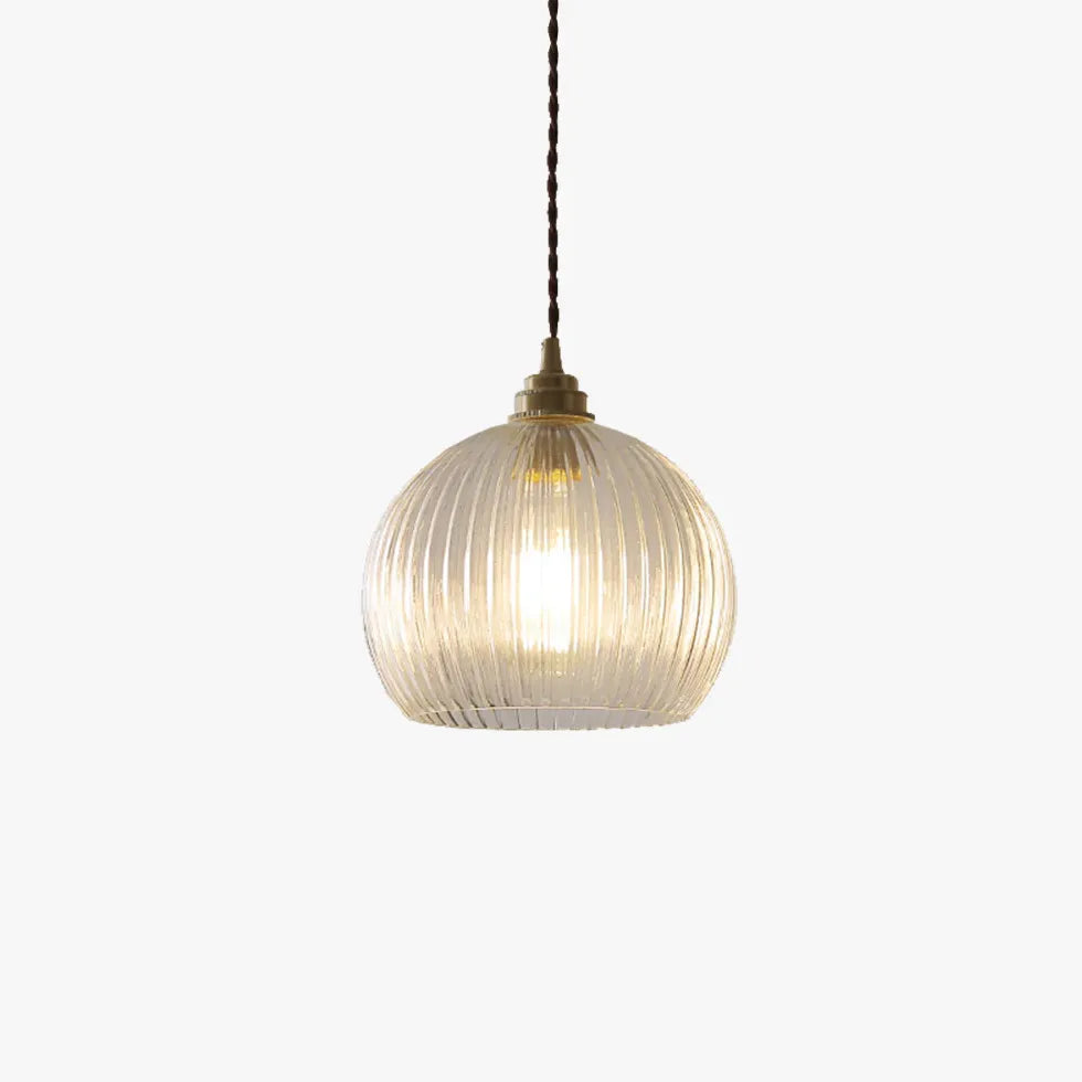 Spherical Glass Striped Minimalist Pendant Light