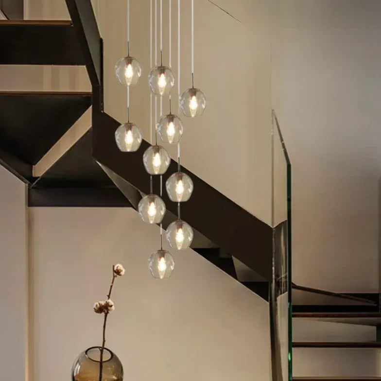 Lampadario Gocce Vetro Scala Verticale Elegante