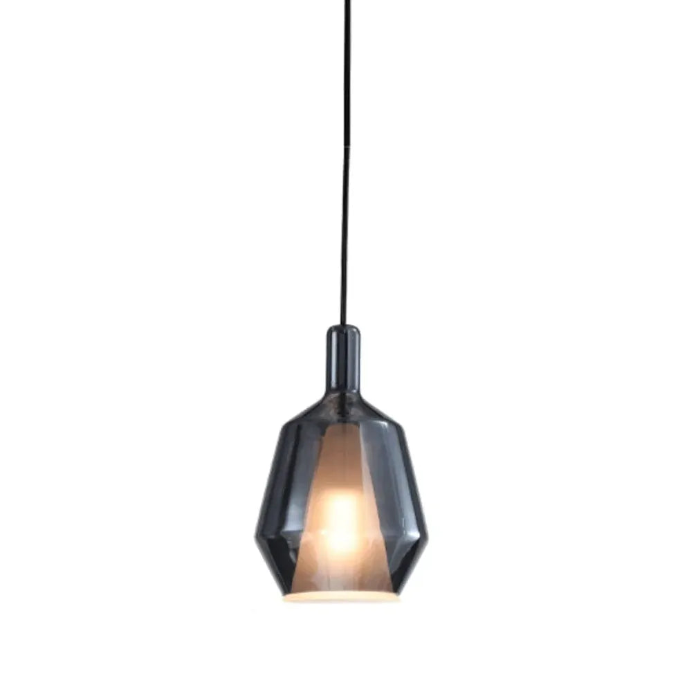 Amber Geometry Bedroom Glass Pendant Light