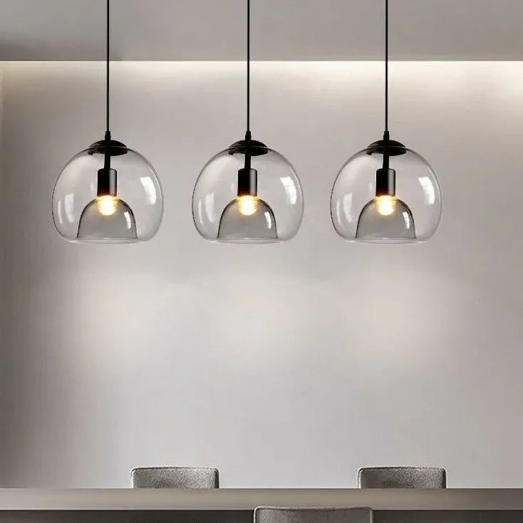 Moderno Lampadario Sfere Vetro Eleganza Trasparente