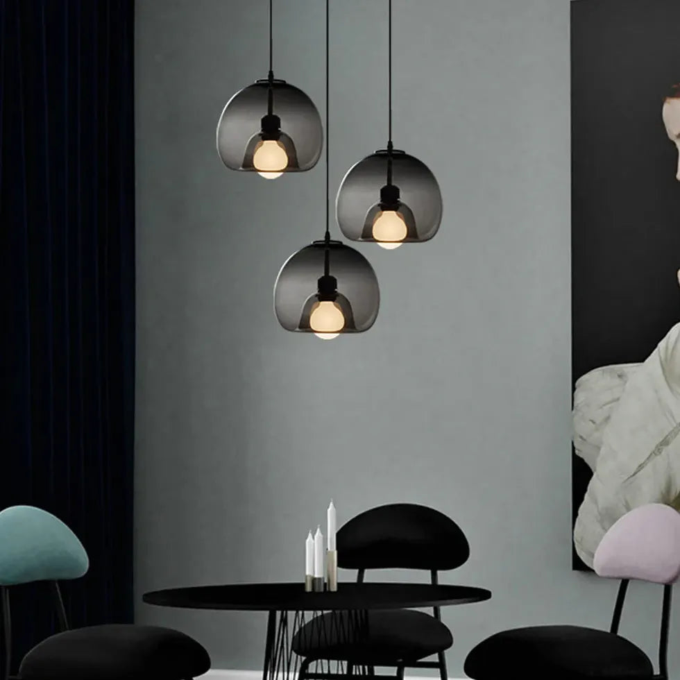 Moderno Lampadario Sfere Vetro Eleganza Trasparente