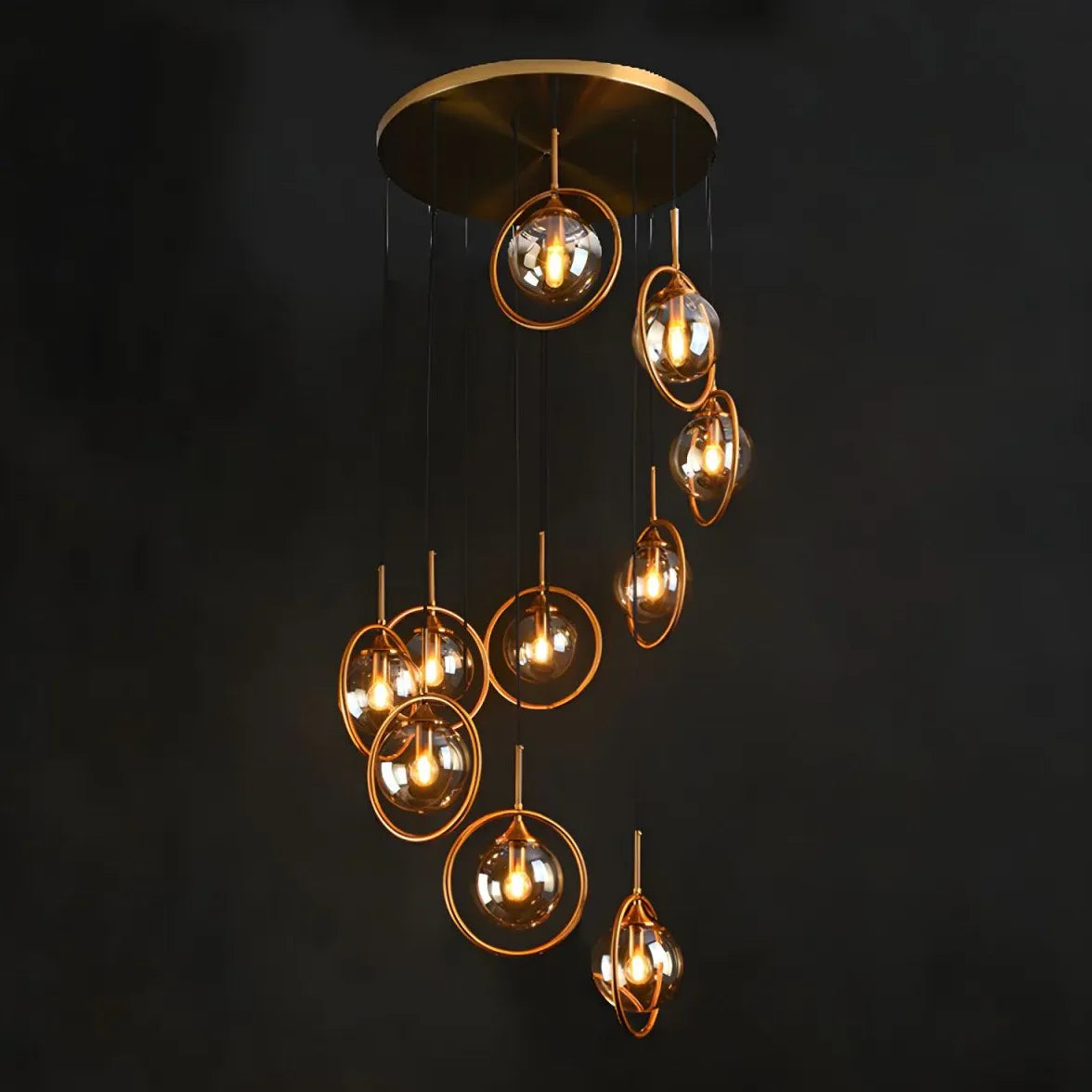 Multi-Sphere Metal Ring Modern Chandelier