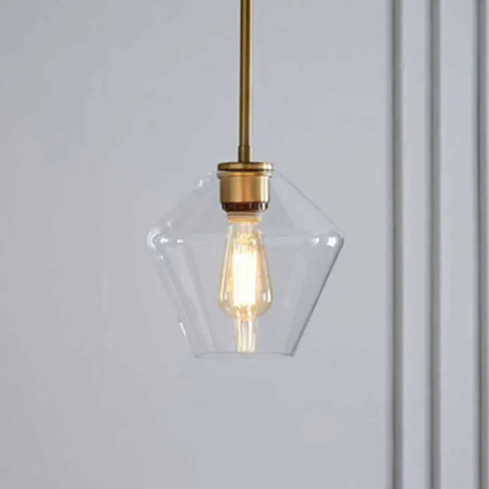 Polygonal Clear Glass Industrial Pendant Light