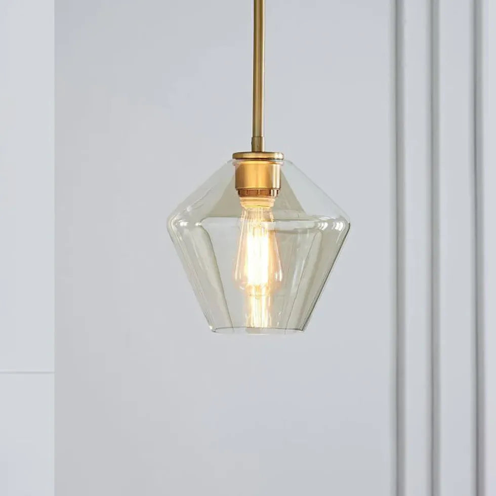 Polygonal Clear Glass Industrial Pendant Light