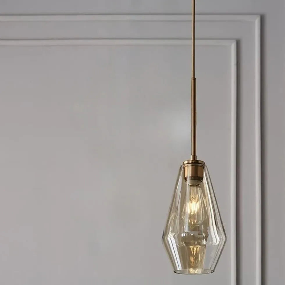 Polygonal Clear Glass Industrial Pendant Light