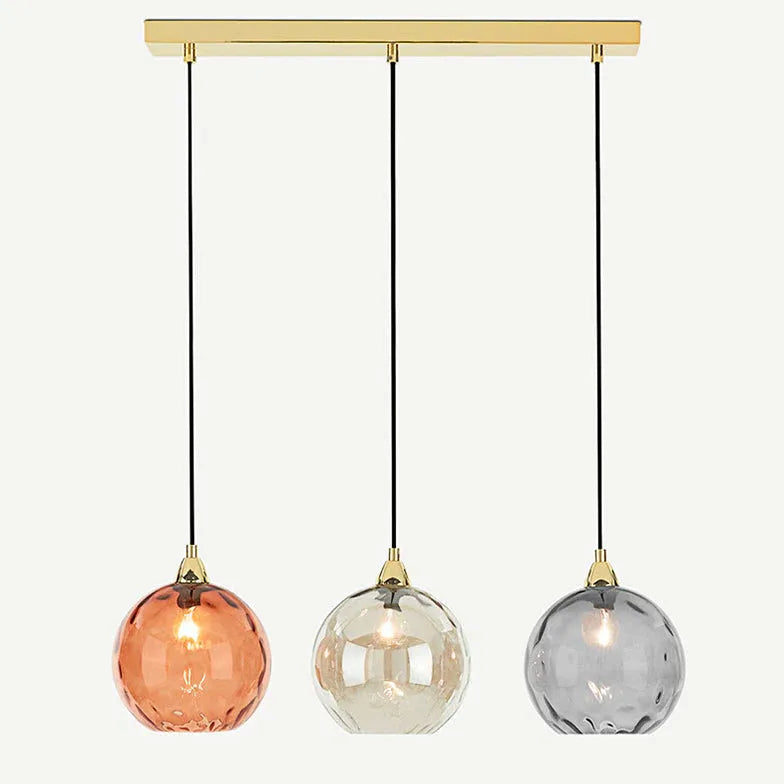 Three-Light Colored Glass Dining Pendant Light