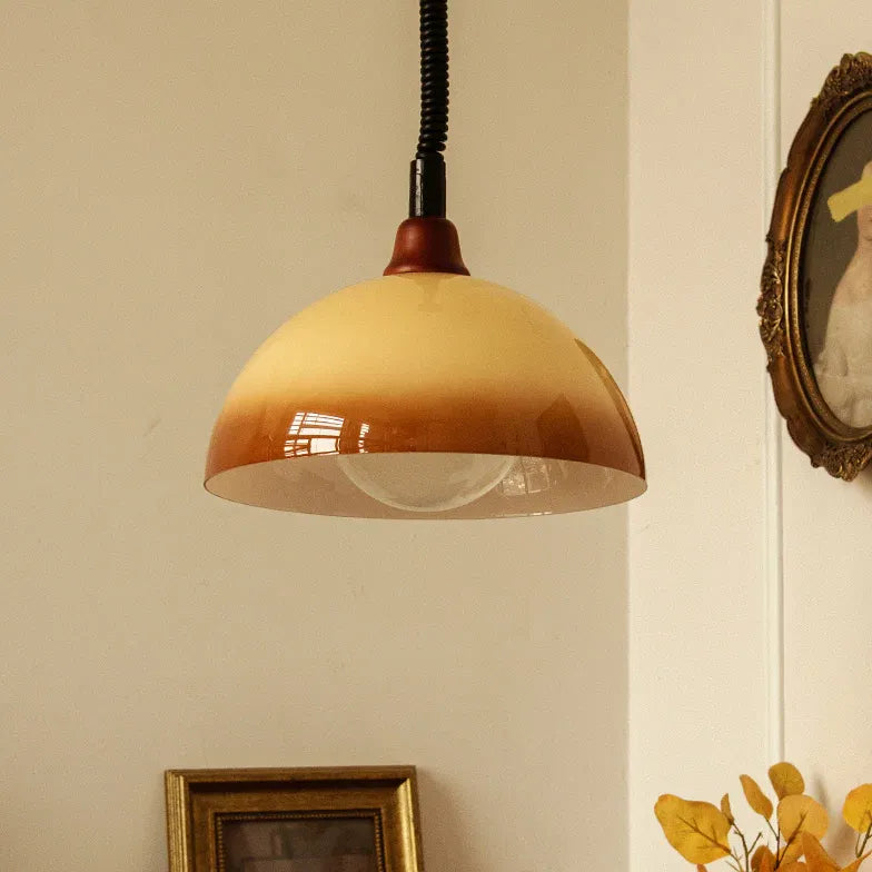 Brown Vintage Half-Sphere Living Room Pendant Light