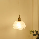 Small Transparent Glass Flower Modern Pendant Light