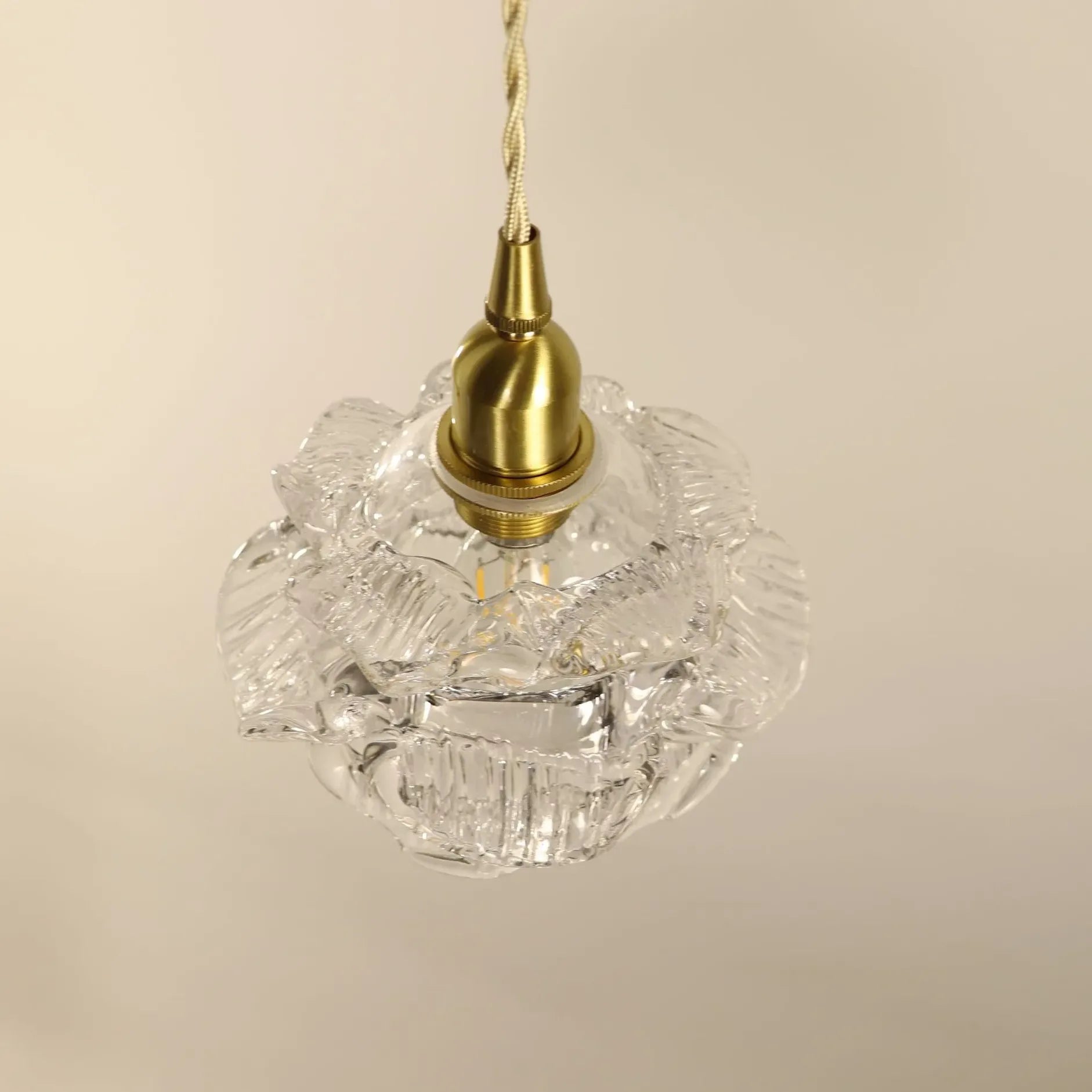 Small Transparent Glass Flower Modern Pendant Light