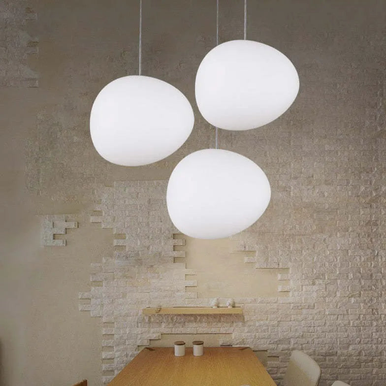 Irregular Spherical White Glass Pendant Light