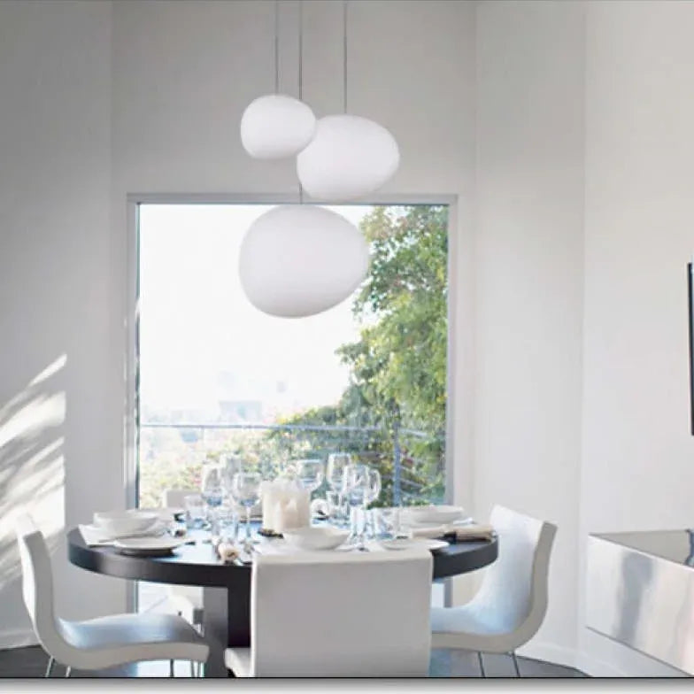 Irregular Spherical White Glass Pendant Light