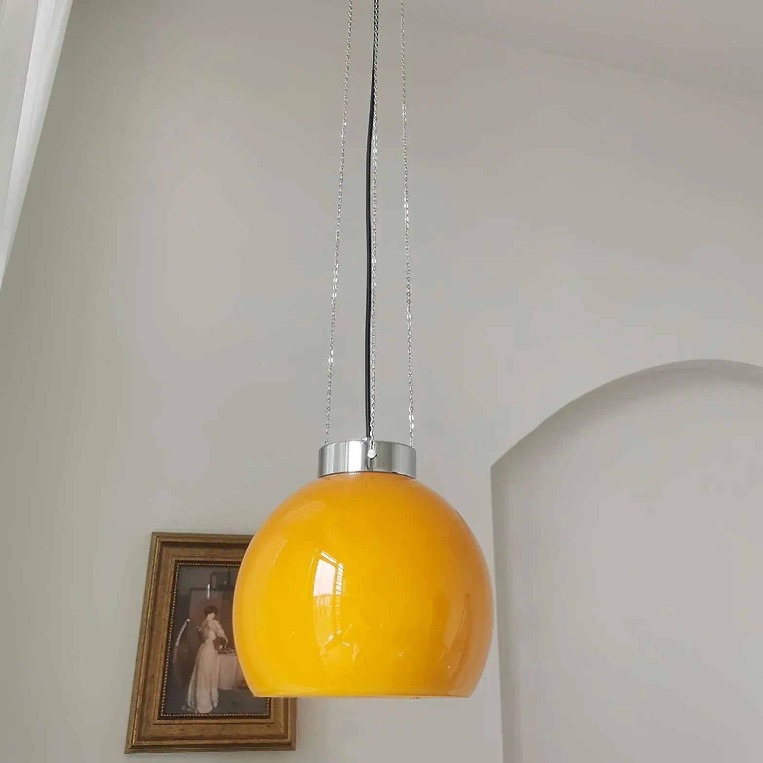 Yellow Vintage Glass for Bedroom Pendant Light