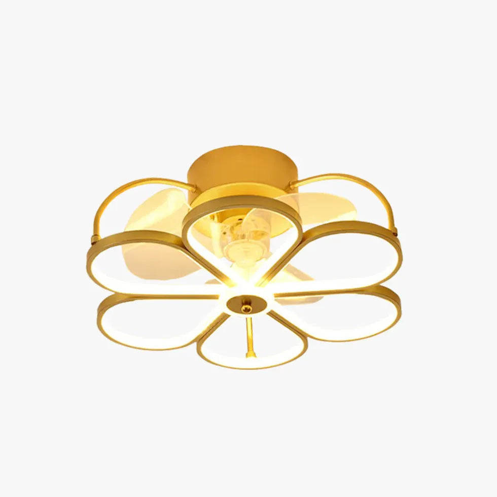 Flower Shaped Gold LED Fan Pendant Light